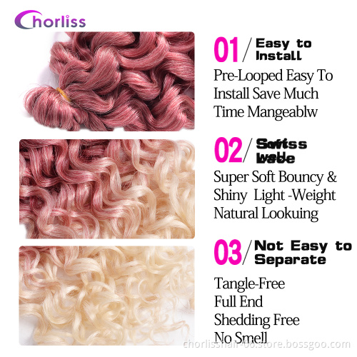 24 Inch 125g Hawaii Curl Hairstyle Crochet Hair Bundles Natural Ocean Wave Goddess Locs Synthetic Braiding Hair Extensions Girls